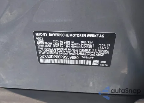 2023 BMW X3 Sdrive30I from USA, damaged, VIN 5UX43DP00P9S59680